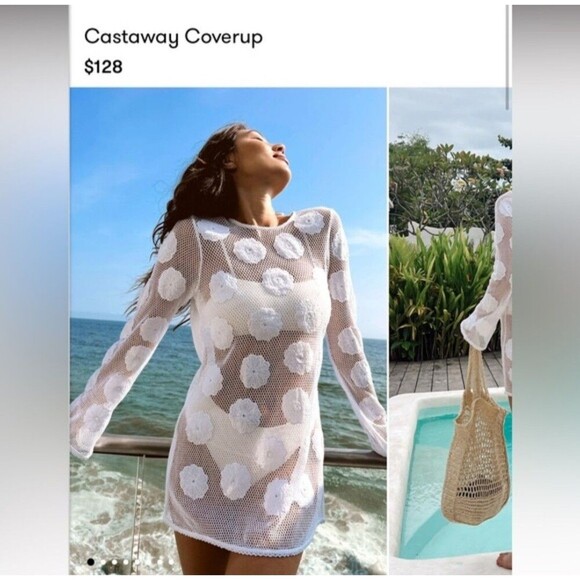 Show Me Your MuMu Dresses & Skirts - Show Me Your Mumu White Floral Crochet Mini Dress L Swim Cover Up Boho Festival